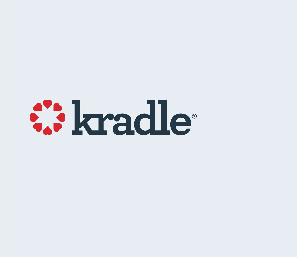 Kradle logo with a grey background